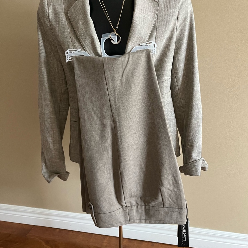 Le Chateau Taupe Blazer and Pants Set